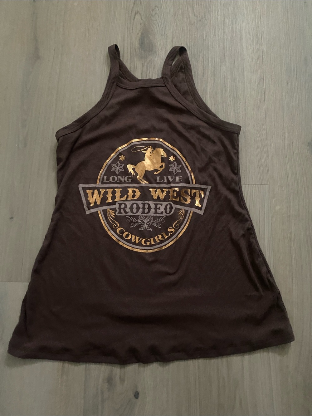 Brown Wild West Rodeo Cowgirls Graphic Tank Top